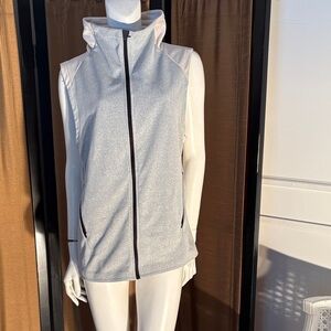 Women’s Adidas Lightweight Hooded Vest - Silver And Beige